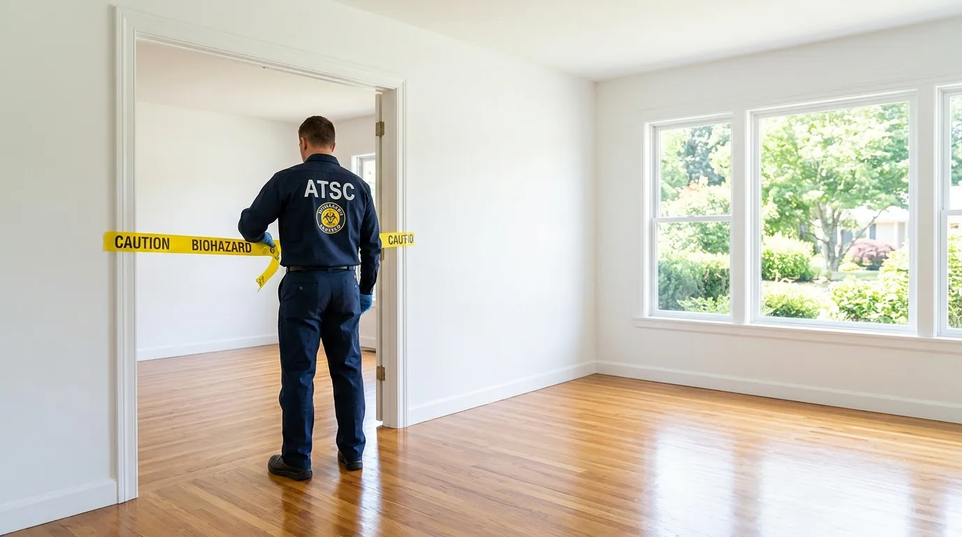 Certified biohazard cleanup crew performing Trauma Scene Cleanup in Burlington